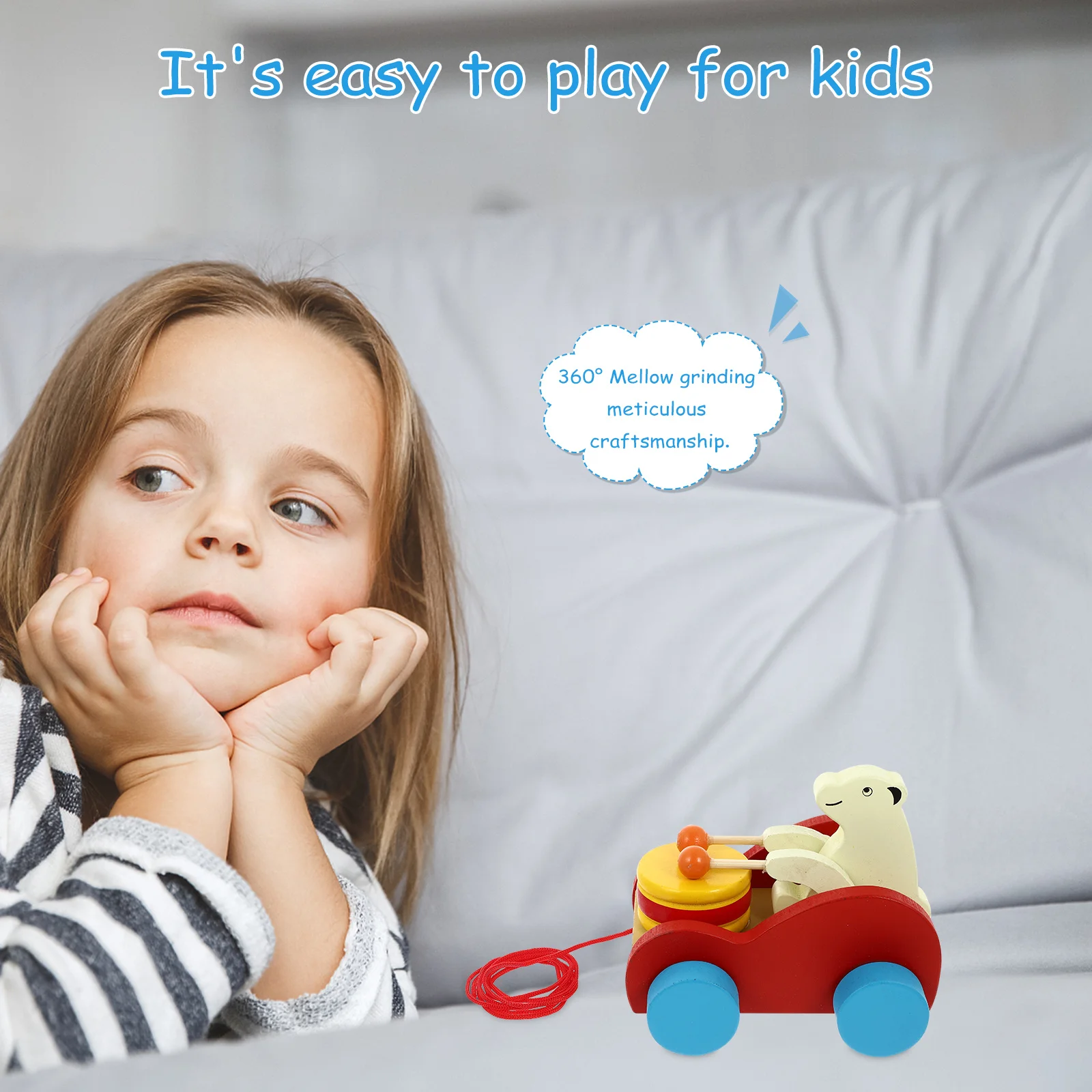 1개 나무 곰 인형차 귀여운 동물 디자인 안전하고 내구성 있는 교육용 장난감 유아 인지 발달 선물