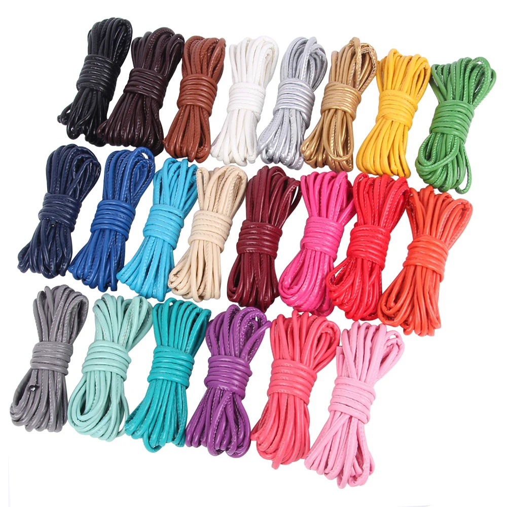 REGELIN  4mm 5meters Colorful Faux Sheepskin PU Leather Strap Findings Leather Cord String Rope DIY Necklace Bracelet Making