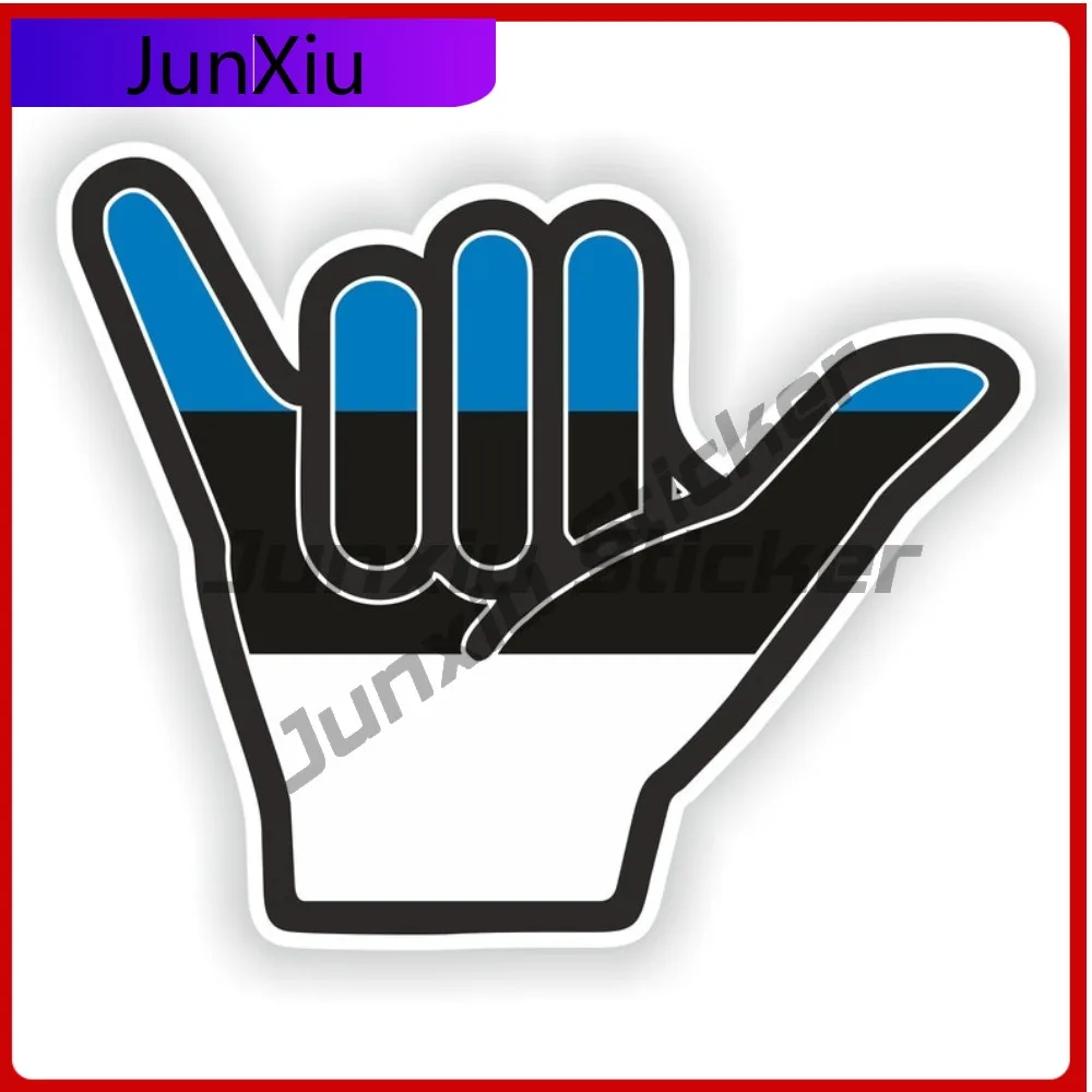 

Estonia Flag Shaka Hand Hang Loose Sticker Vinyl Decal Graphic Funny Decoration Wall Stickers Custom Decals Suv Bumper Moto Cove