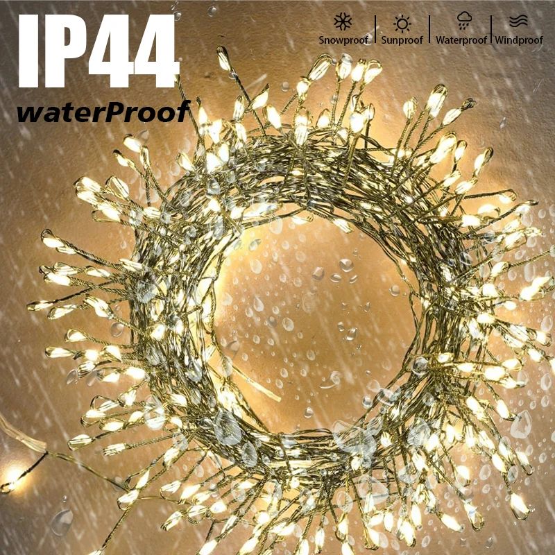 1000LED 36M Cluster Green Wire Garland Lights 2024 Fairy String Lights For Bedroom Outdoor Wedding Birthday Christmas Tree Decor