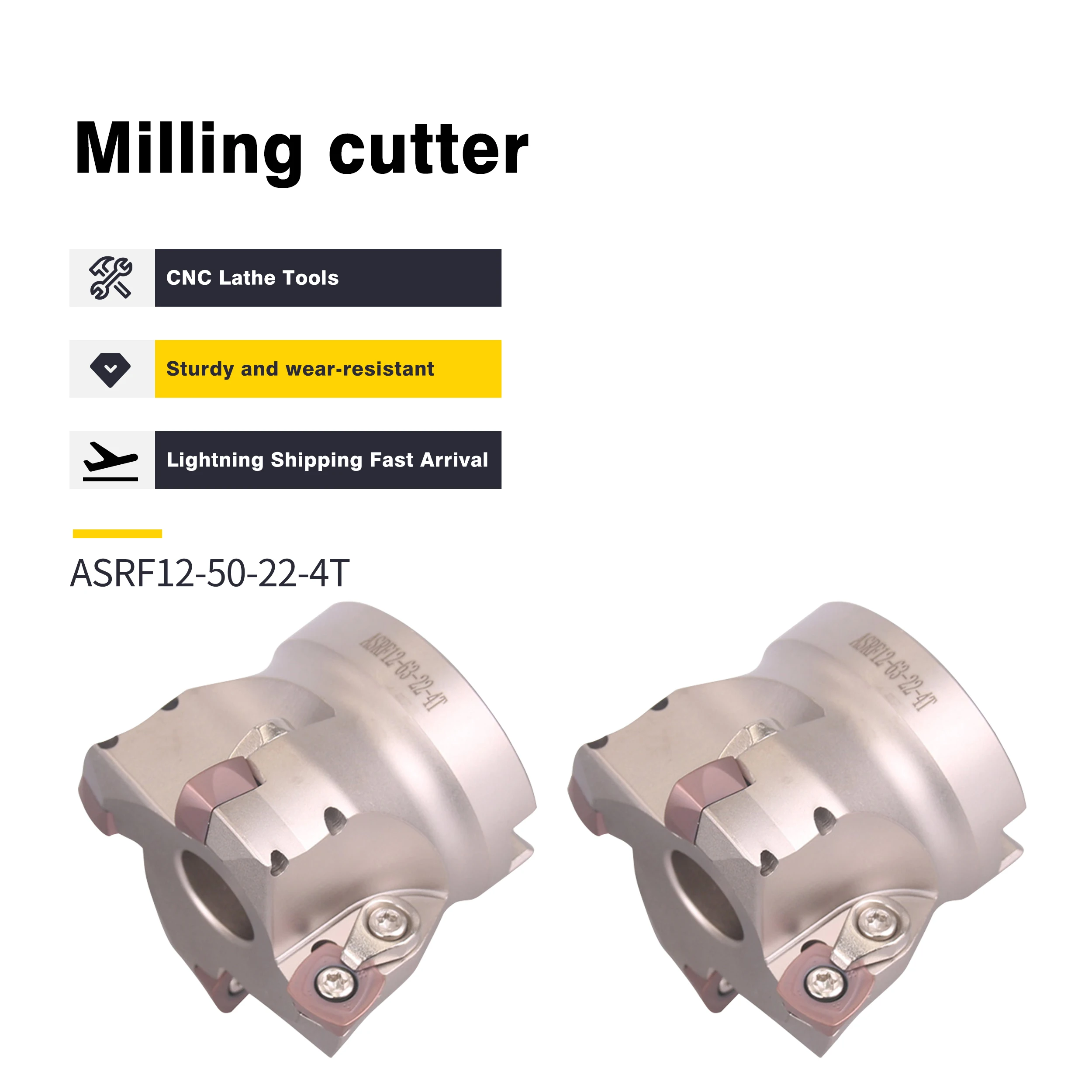 High-quality CNC Milling Cutter ASRF12 50 22 4T 50/63mm High Feed Plus Hard MillingCutter Disc For SDMT120512 Roughing Machining