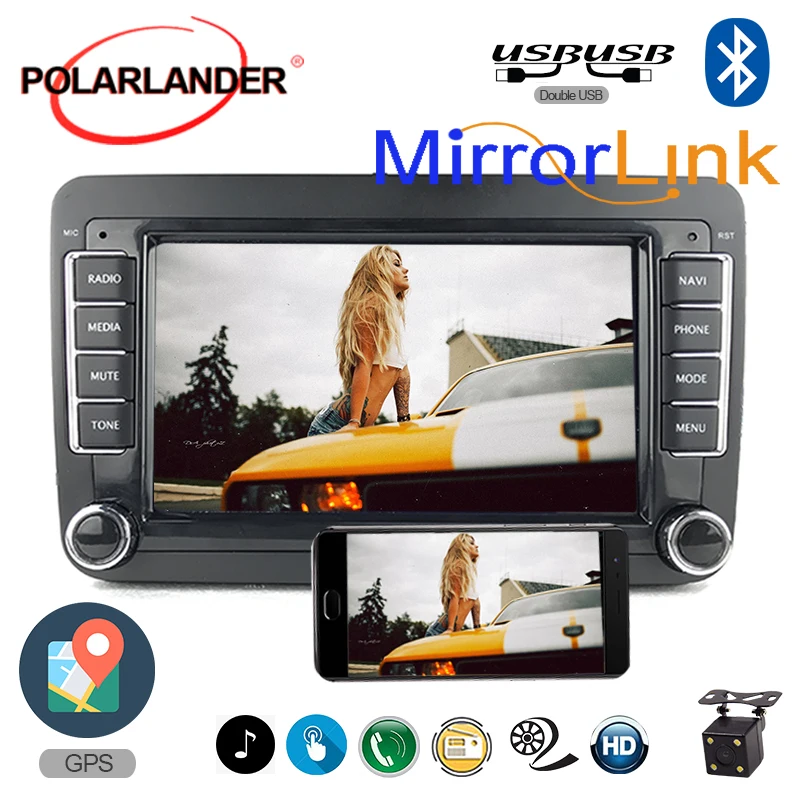 

Car Multimedia Player 2 Din 7 Inch Mirror Link Android Auto GPS WIFI Bluetooth For Touran Bora Golf Polo Volkswagen Passat B6 B7