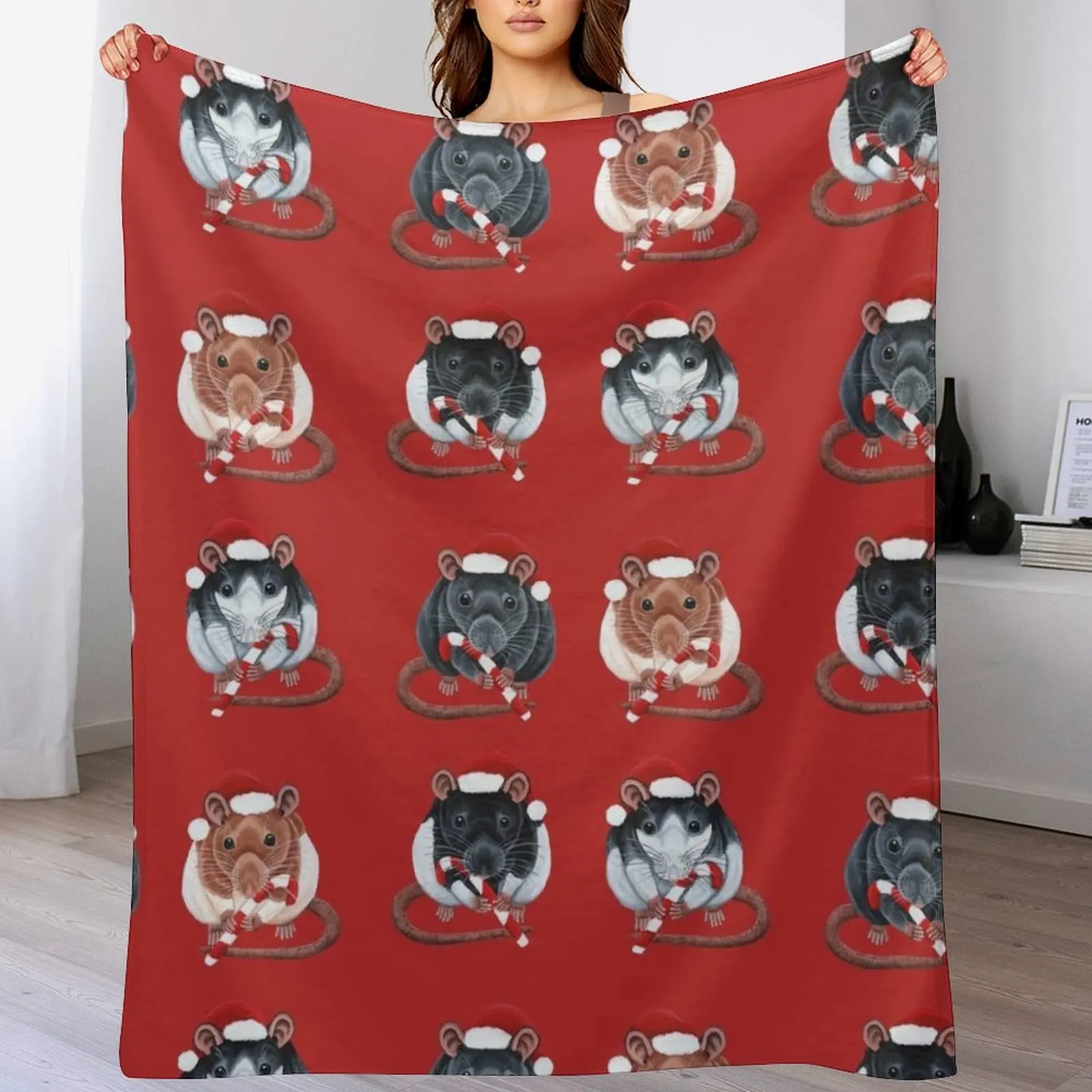 

Festive Rats Throw Blanket Lightweight Warm Blanket for Travel Camping