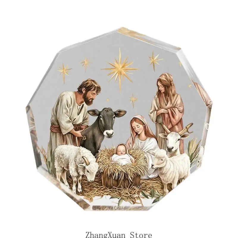 Acryl-Krippe, Desktop-Dekoration, Krippenornament für Tafelaufsätze, christliches religiöses Geschenk für Familien, 3 x – Detail 5