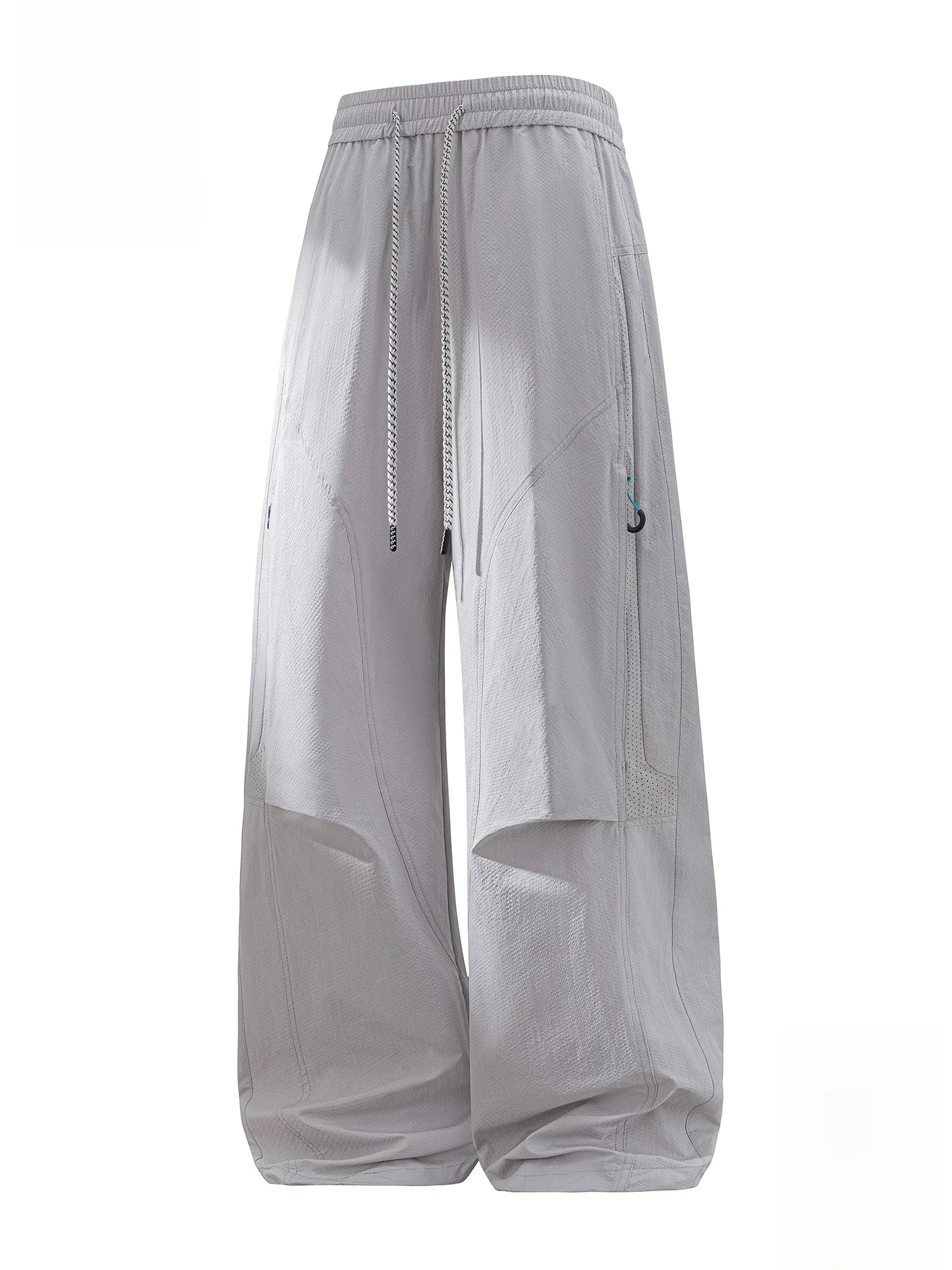 

PaulFrank Men's Casual Loose Texture Pants American Decosition Splicing Drape Workwear Spring Straight Leg Trousers