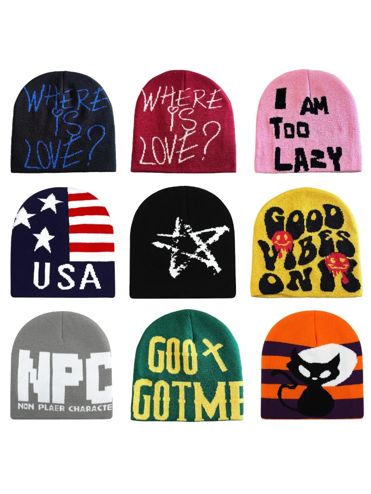 AliExpress JIMIHISI New Autumu Winter Keep Warm Knit Hat Women Men Skiing Beanies Outdoor Cold Hat Cycling Skullcap Fashion Letter Y2K Hiphop Beanie
