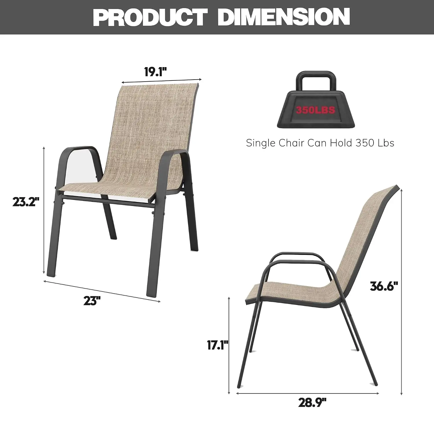 Stackable Patio Dining Chairs Set Of 8, Brown, Customized