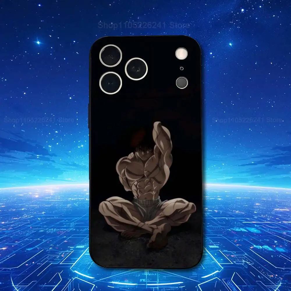 هاتف أنيمي B-Baki H-Hanma رائع لهاتف iPhone 13,12,15,14,11,16,17,Plus,Pro Max,XS,X,XR,SE,Mini,8,7,Soft Silicone Black