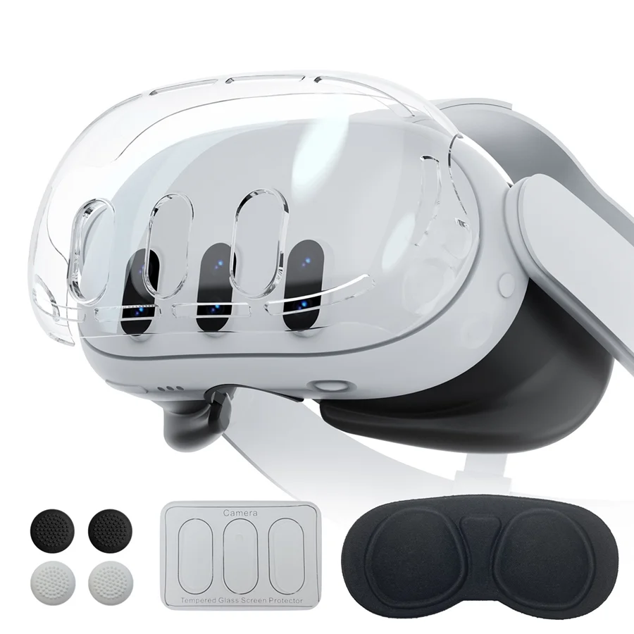 Kit Protetor para Óculos VR Meta Quest3: Capa de Cristal + Protetor de Lente + Protetor de Tela de Vidro Temperado + Capa para Joystick