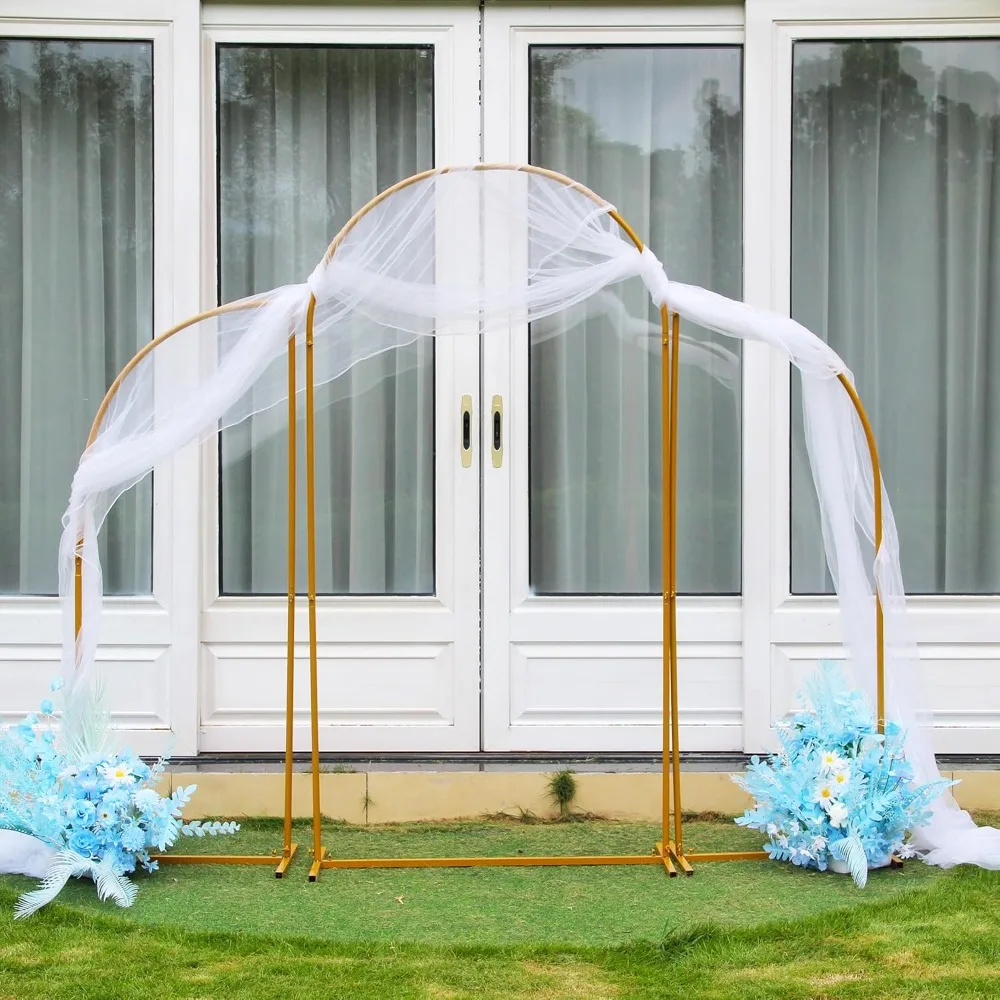 6.5 FT Metal Wedding Arch Set of 3 Gold Backdrop Stand for Wedding Ceremony Birthday Party Garden Floral Balloon Arch Decoration