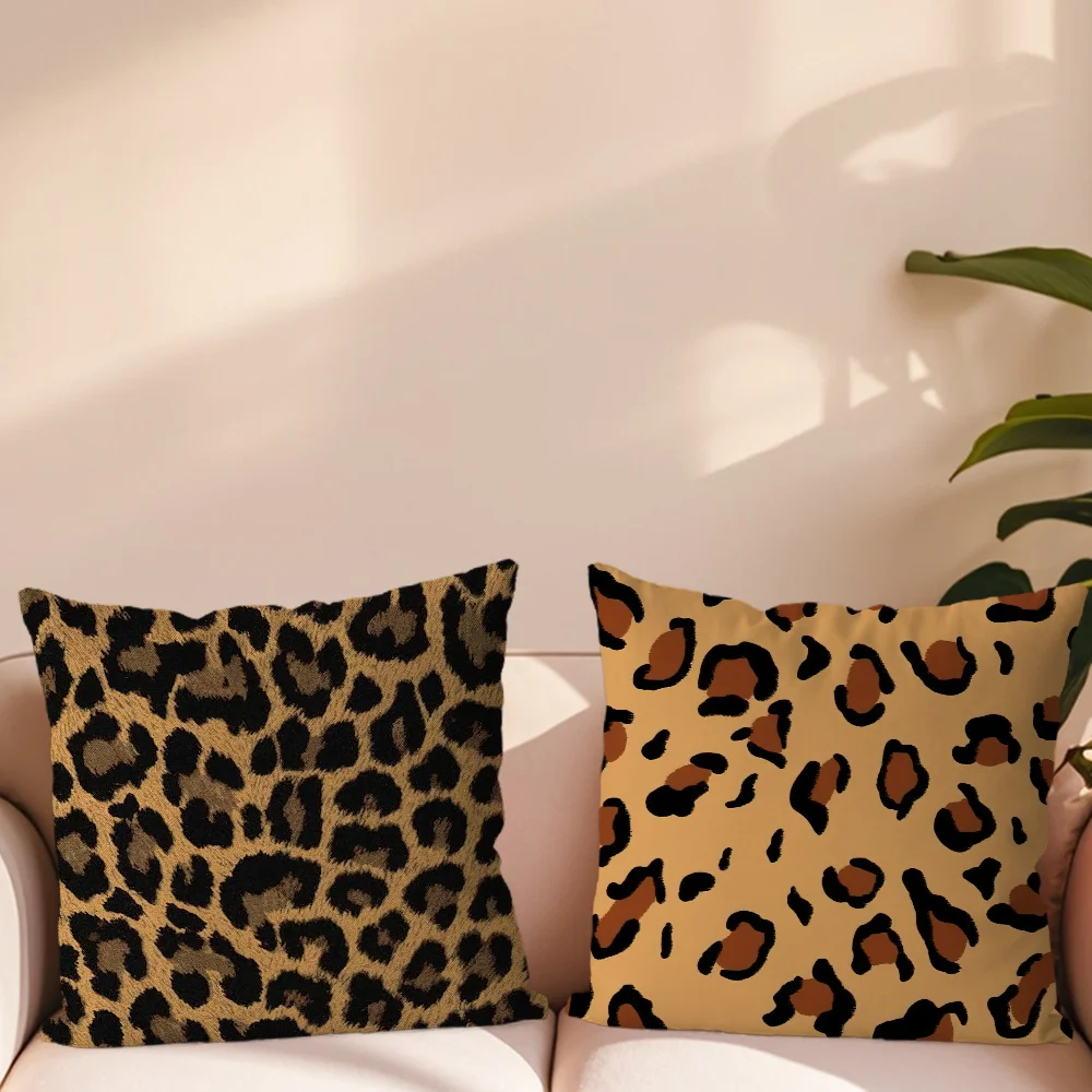 leopard print Pillow Case Living Room Accent Couch Back Support Square Lounge Restful Nap Companion ﻿