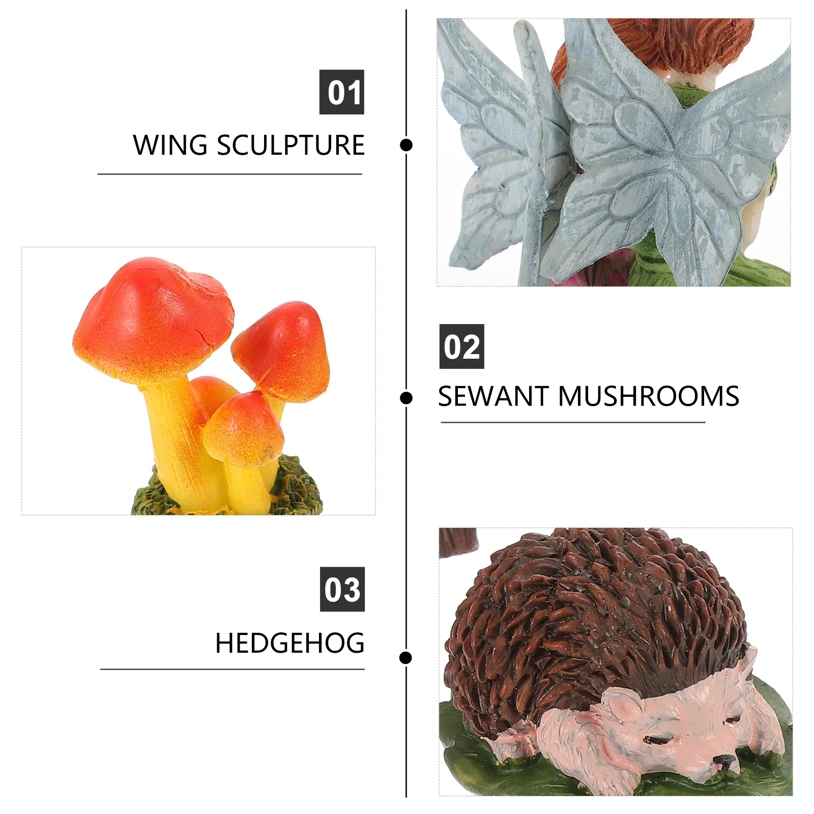 

1Set Resin Craft Hedgehog Fairy Ornament Durable Garden Home Decor Miniature Statue Unique Gift Fairy Statue Desktop Ornament