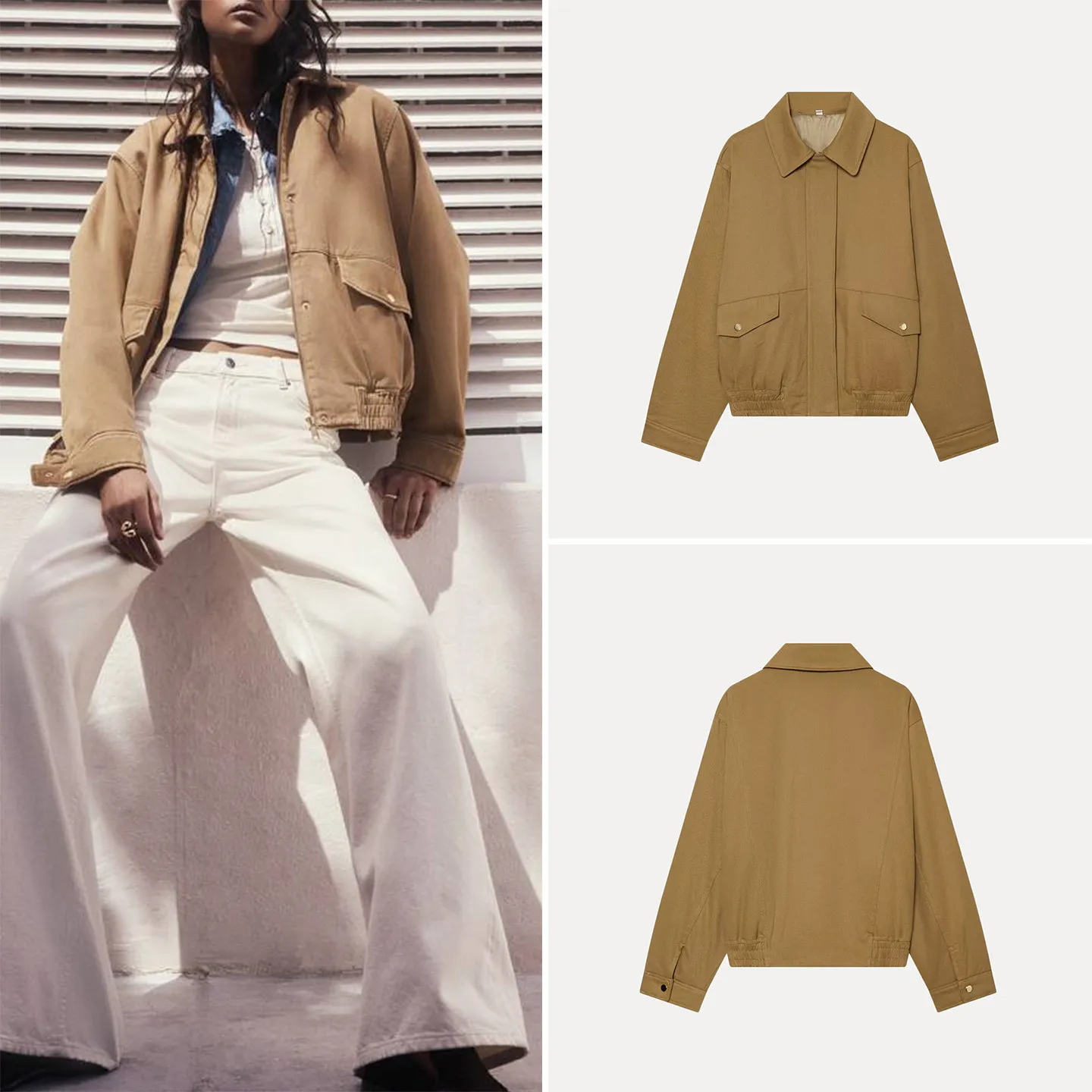 Versatile Jacket Style Women's Autumn Fashion Personality Matching Top ZADATA Standard Fit Short Outerwear Other Material 100%