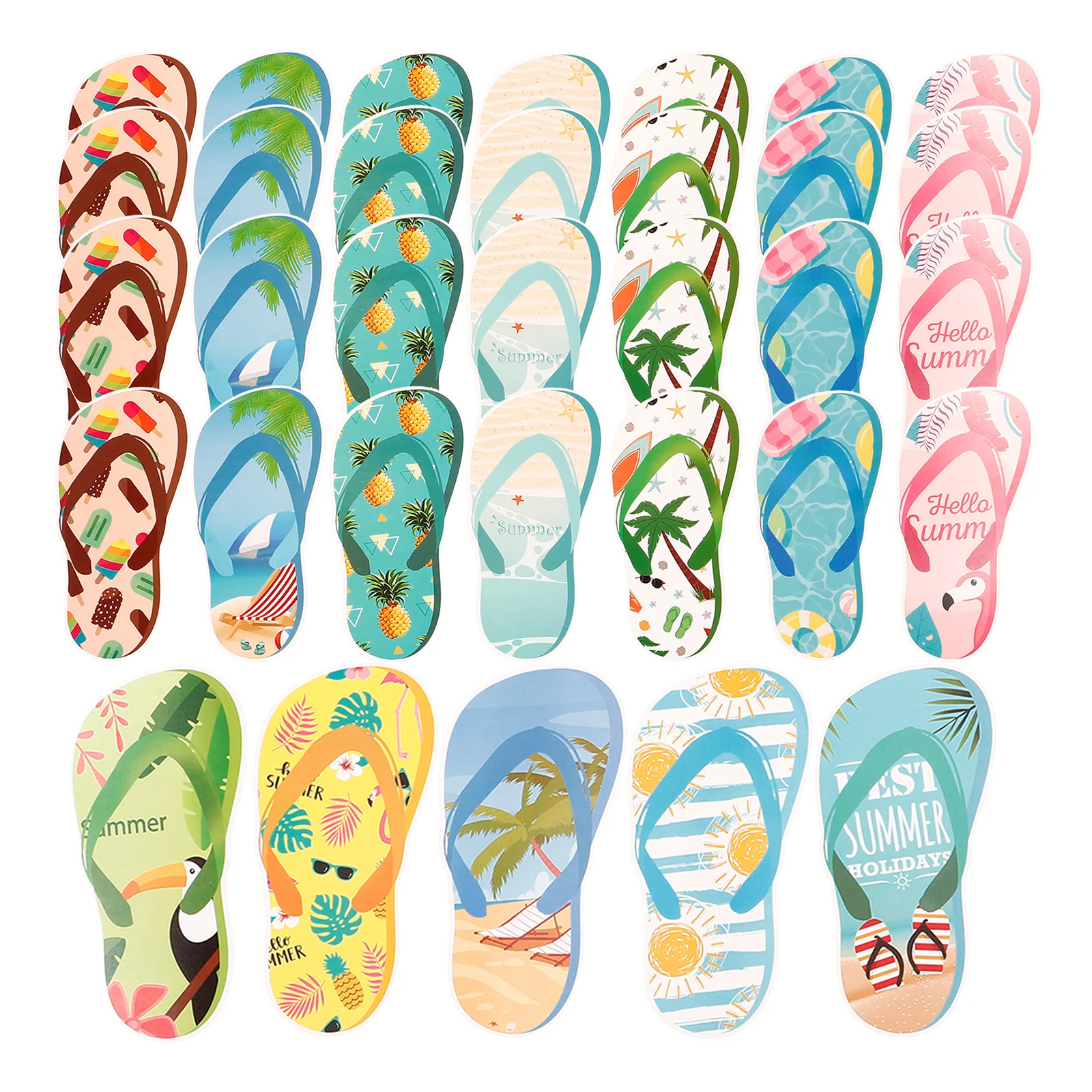 

1 set Beach Themed Stickers Decorative Party Summer Hawaiian Style Sticker Wall Mini Slipper Suitcase Laptop Bottle Stationery