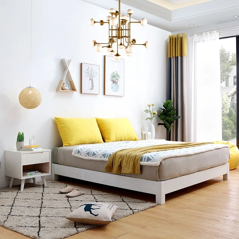 Modern Nordic Style Home Furniture Bedroom Set Queen & King Size Solid Wood Bed Frame Multifunctional Storage Tatami Wooden Beds - view 4