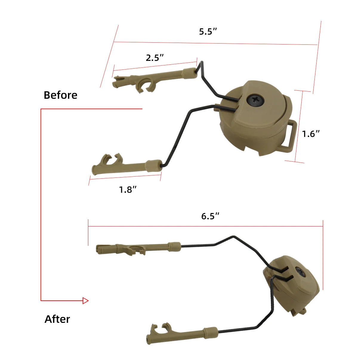 Tactical Headset Bracket Fast Ops Core Helmet ARC Rail Adapter Set For Comtac II Noise Cancelling Headset