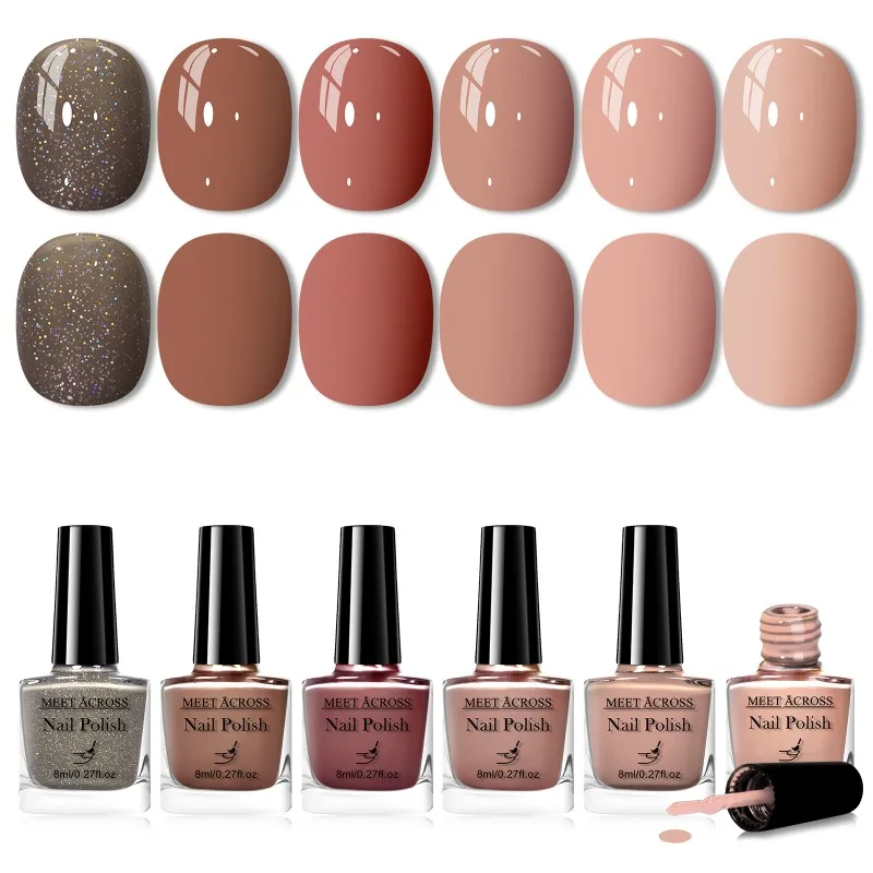 6pcs 8ml Water-Based Nail Polish Long Lasting Quick Drying No Need of Lamp to Cure Nail Supplies Vernis for Nail Art Decorations