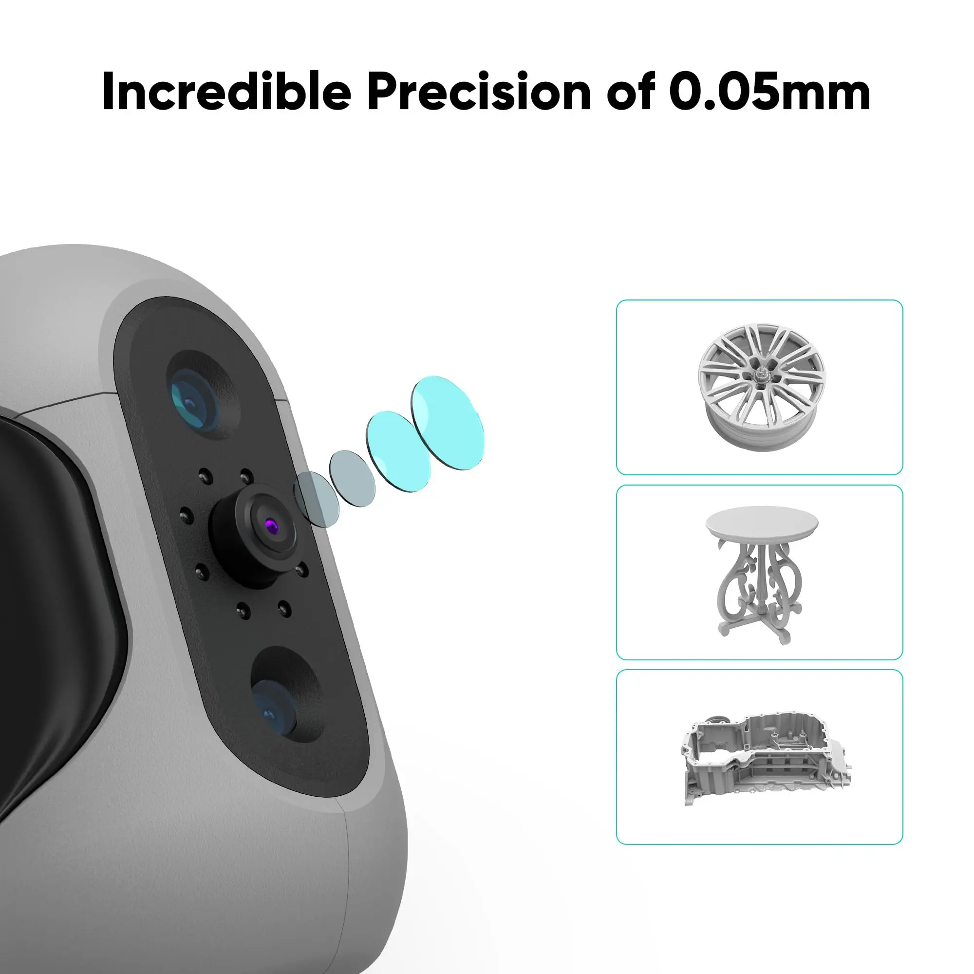 3DMakerpro Mole 3D Scanner 0.05mm High Accuracy 0.1mm Resolution 10fps Scan Speed Handheld/Turntable Modes Portable 3D Scanner