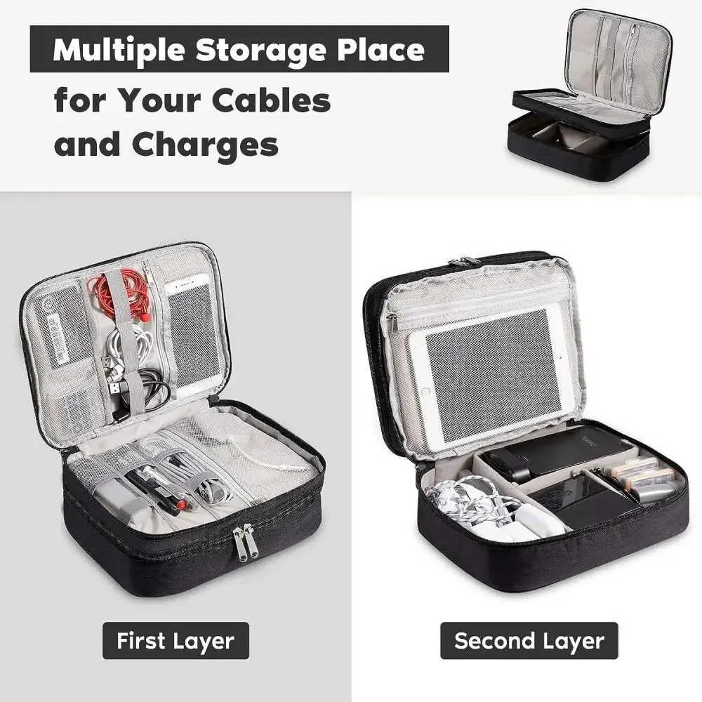 Cable Storage Bag Portable USB Data Line Charger Plug Storage Bag Portable Travel Cable Organizer Case With Multilayer Design