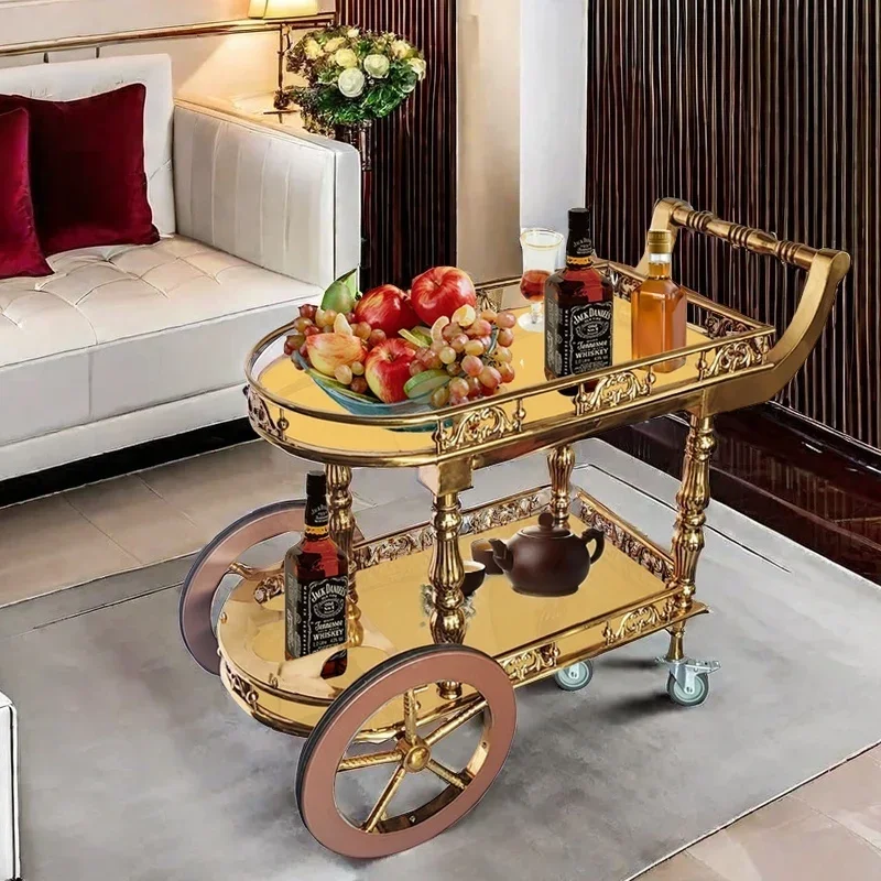 

Тележка-этажерка для дома в средневековом европейском стиле, легкая роскошная сервировочная тумба-стеллаж для еды