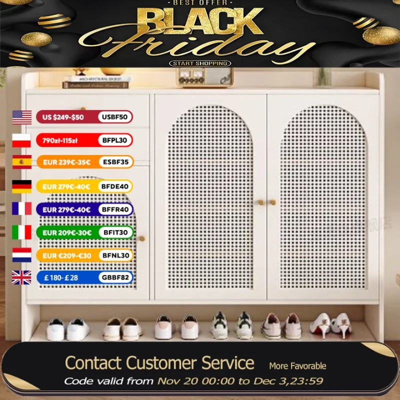 

Beutiful Strong Shoe Cabinet White Wood Design Balcony Storage Shoe Rack Space Saving Luxury Armoire Chaussures Home Furniture