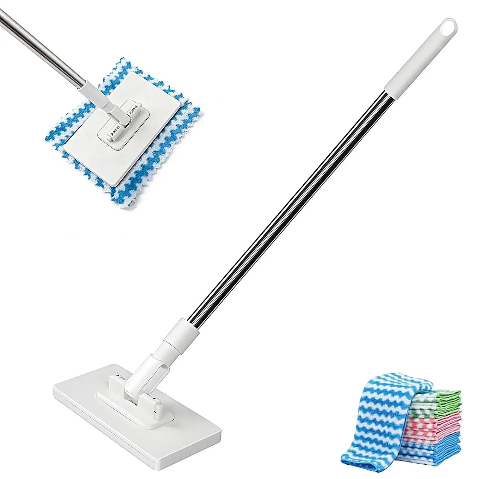 Bodenwischer mit Einziehbarem, Waschfreiem, Automatischem, Wiederverwendbarem Tuchclip, Berührungsloser Wischer für Zuhause, Büro, Wohnung, Schlafzimmer, Küche, Fliesen