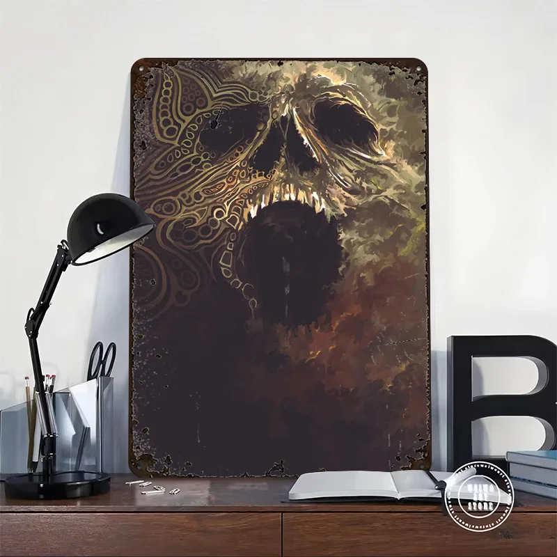 Screaming Skull 3D Texture Printed Poster Custom Vintage Metal Tin Plate Sign for Wall Art Room Accessories Bathroom Decor House