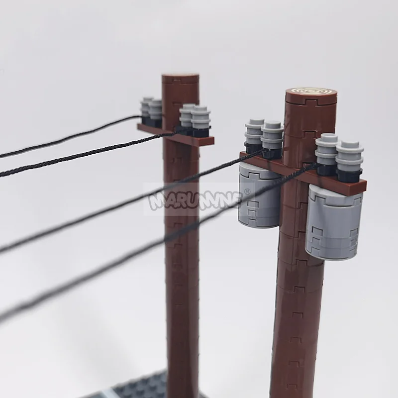 Marumine MOC String Telegraph Pole Wire 24CM Street View Road Traffic Building Blocks Bricks Parts Compatible with Assembles