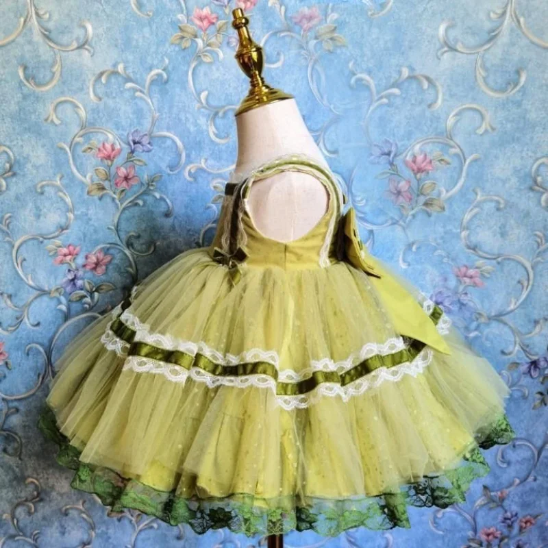 Summer New Fairy Spanish Lolita Tulle Dress for Little Girls Kids Sleeveless Lace Ball Gowns Birthday Party Children\'s Clothing