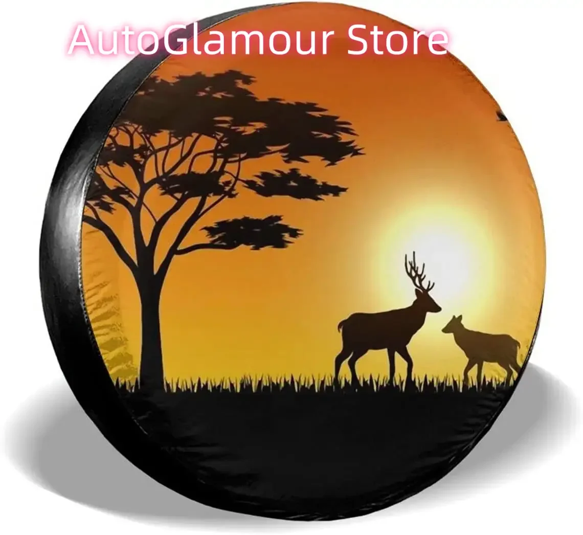 

Delumie Sunset Animals полиэстер чехлы для запасных колес для автофургонов блестящие автомобильные аксессуары для женщин универсальные подходят для прицепа Rv SUV Truc