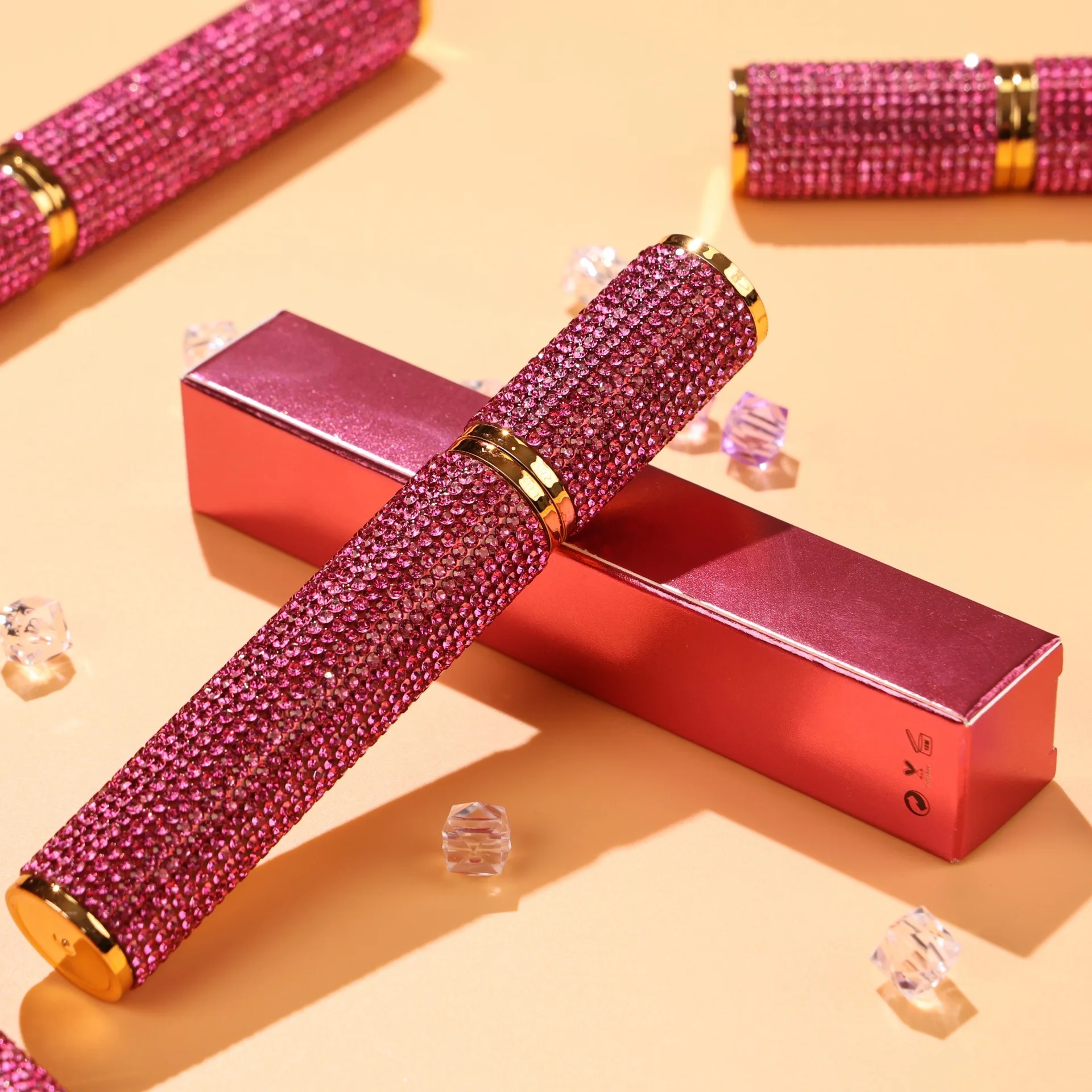 Private Label Diamond Mascara, heiße rosa Farbe, wasserfest und langlebig, maßgeschneiderte Logo-Fibe-Mascara, Wimpernverlängerung