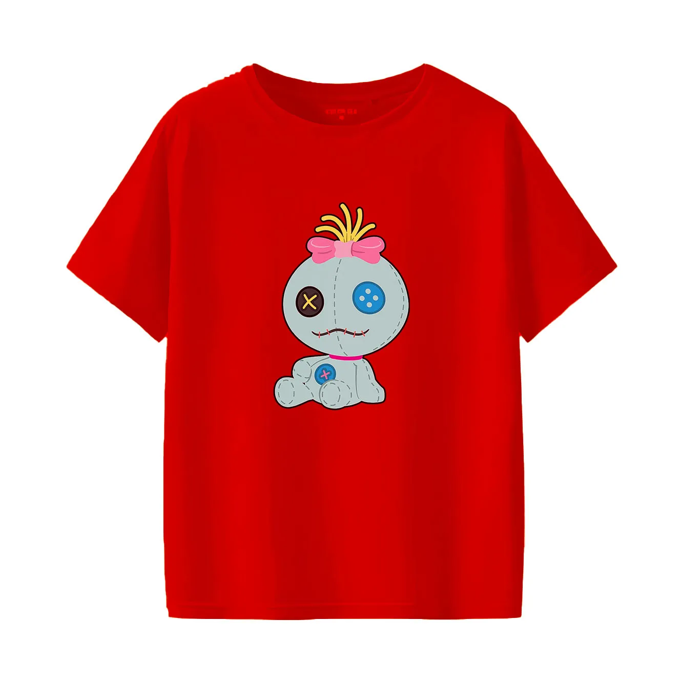 

Cute doll printed T-shirt versatile for spring and summer short sleeved round neck women's T-shirt