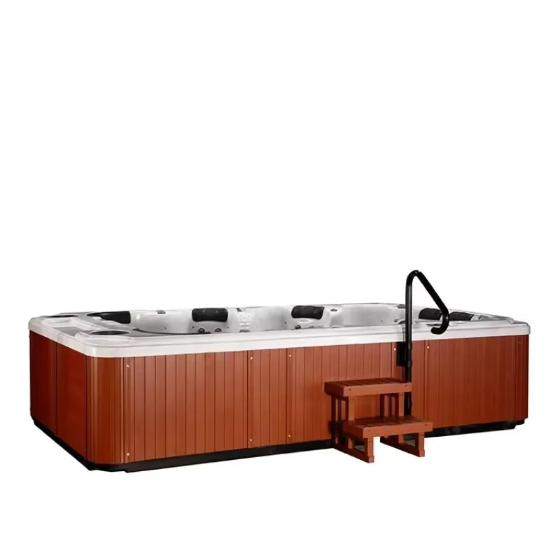 Factory in the USA, acrylic Balboa, controls an 8-person outdoor rectangular spa hot tub and swimming pool.