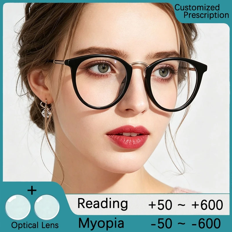Lunettes photochromiques anti-lumière bleue sur ordonnance personnalisées pour femmes, lunettes de vue œil de chat pour femmes, verres multifocaux progressifs
