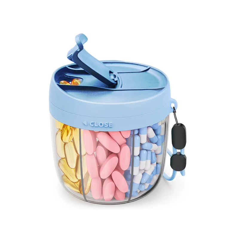 Tragbare Aufbewahrungsbox für Vitaminergänzungsmittel mit 7 Fächern, Energie-Boost-Kapsel-Organizer mit verwirrungsreduzierendem Design – Detail 6