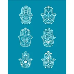 4x5 Inch Hamsa Hand Clay Stencils Hand Silk Stencil Non-Adhesive Silk Screen Stencil Eye Clay Silk Screen Reusable Mesh