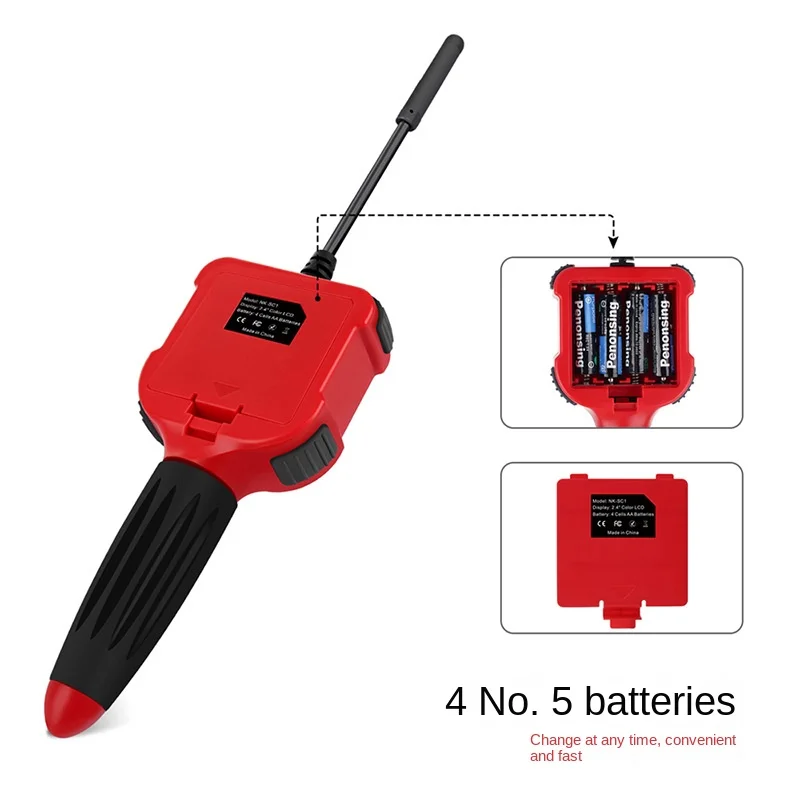 2.4-Inch Screen 8mm Endoscope 1/3/5M Hard Wire Camera Fuel Tank Inspection Night Vision Endoscope