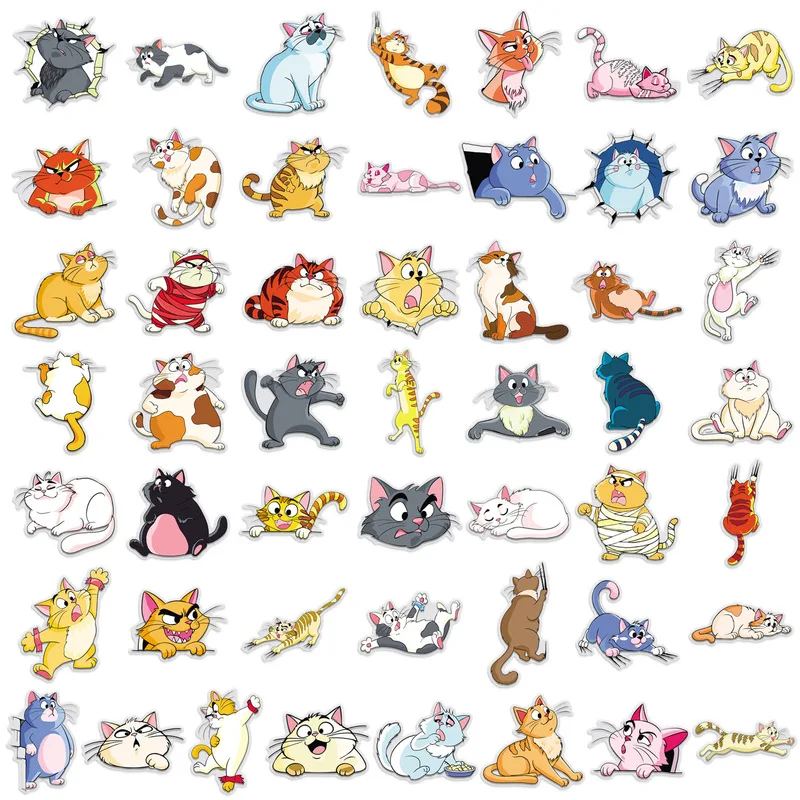 500 stks 10 packs Nieuwe Cartoon Kat Stickers Leuke Dieren DIY Kinderstickers Gift Groothandel
