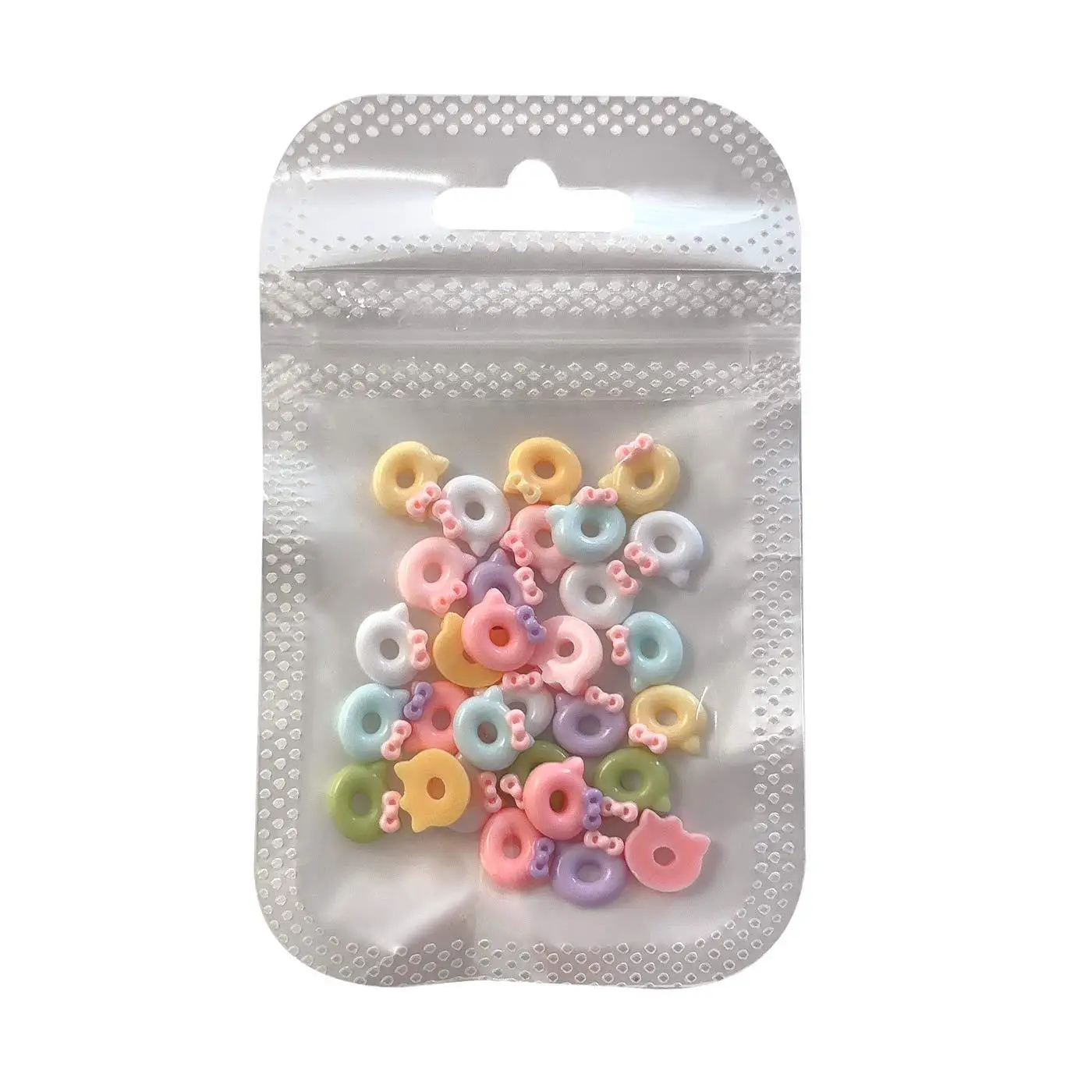 30PCS Acrylic Bow Donut Nail Art Charms Kawaii Accessories Resin Parts For Nails Decoration Manicure Decor Supplies Material