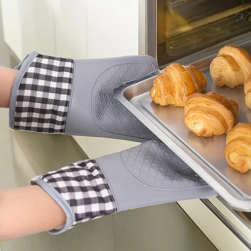 

Oven Mitts Bake Silicone Insulated Glove Anti-scald Microwave Oven Baking Gloves BBQ Gloves Anti Heat Resistant Baking Potholder