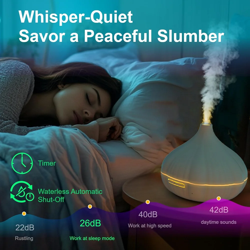 550ml Essential Oil Diffuser with Auto-Off Timer Mist Humidifier Eco-Friendly with Ambient Light for Home Use