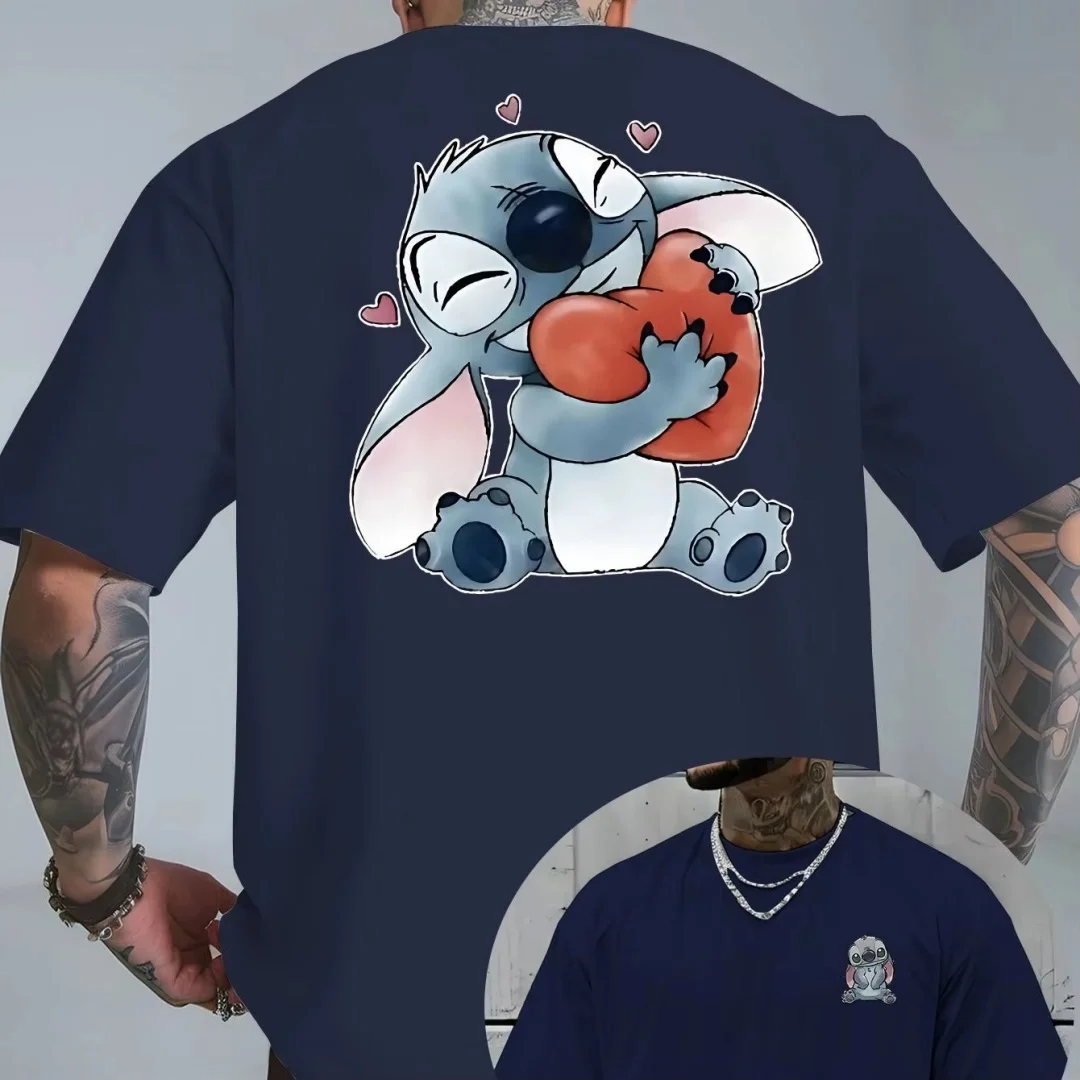 Camiseta de manga corta con gráfico de Stitch de Disney, moda deportiva de verano, Camiseta de algodón puro para hombre, ropa para niños, camiseta Y2k para mujer