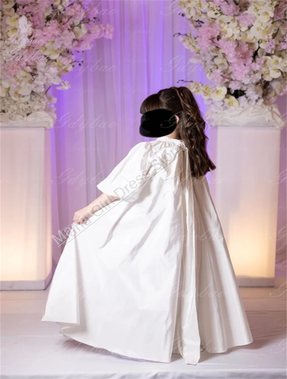 Beautiful Custom White Satin Sister Of The Bride Gown Wedding Bridesmaids Puffy Balloon Sleeve Party Girl Gowns