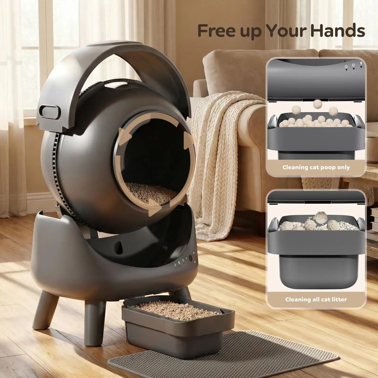 Automatic Litter Box, Self Cleaning Litter Box, Cat Robot for Multiple Cats, with Smart APP Control and Health Monitoring