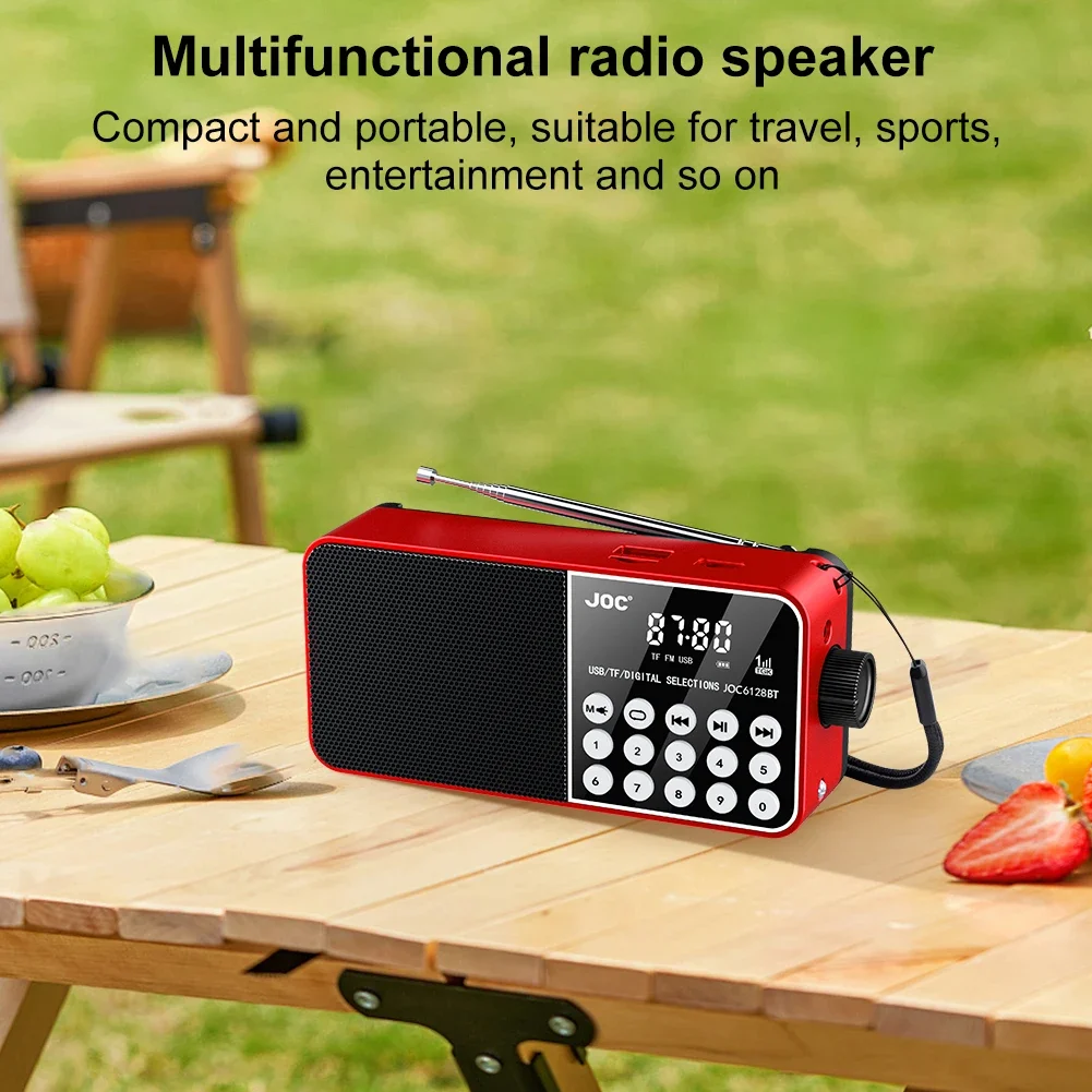 Receptor de Radio FM portátil Mini Radio recargable BT5.4 altavoz USB TF reproductor de MP3 con pantalla Digital LED conector para auriculares de 3,5mm