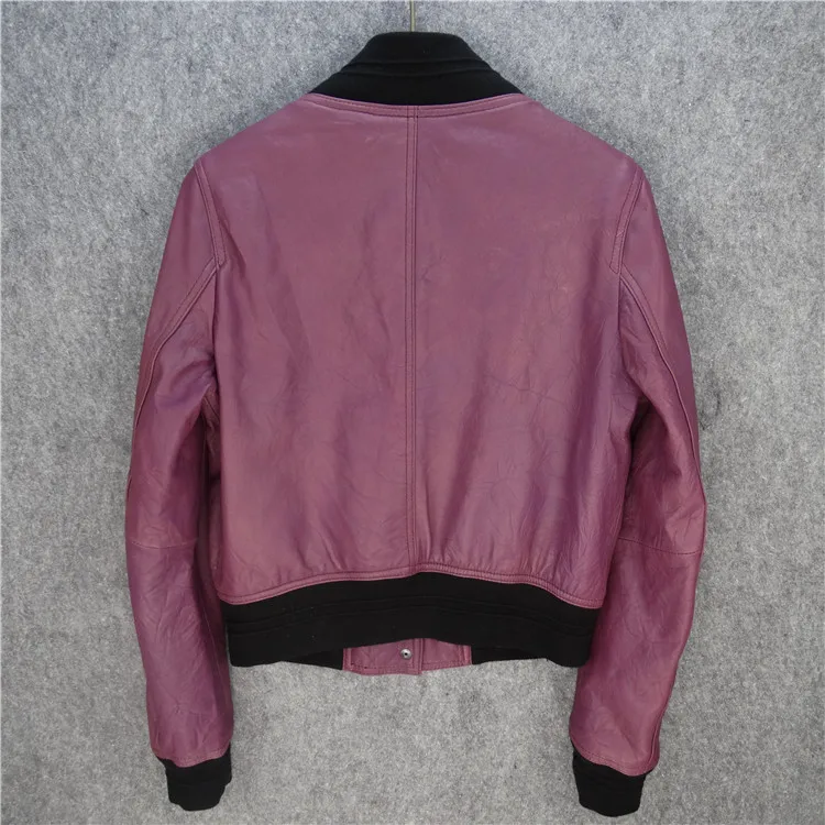 2023年新作 レディース スリムフィット ニュージーランド産シープスキンレザー ジャケット オルト ベースボール スレ コート アシンメトリー ロング スリーブ 通勤 スレ