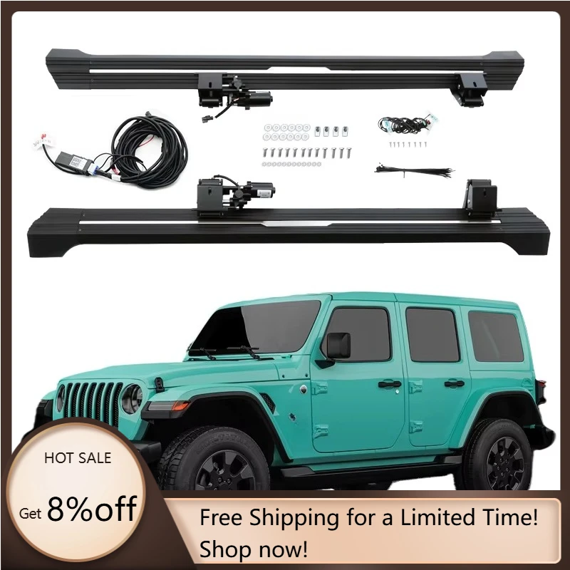 

Electric Running Boards Retractable Aluminum Alloy Automatic Power Side Step for Wrangler JL 4 Door Sahara Rubicon 2018-2024 wit