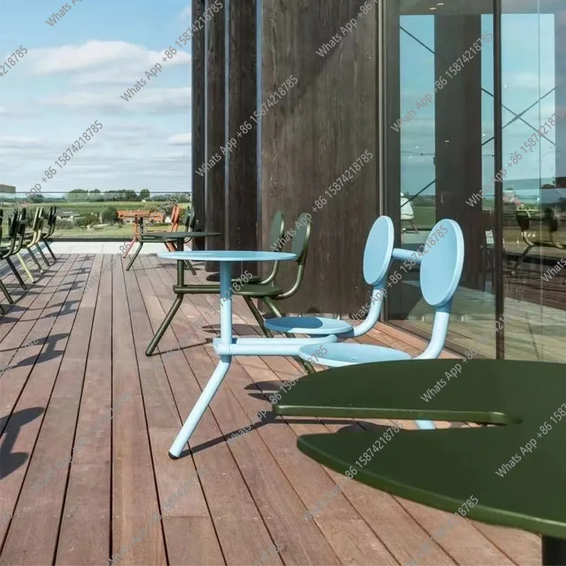 Outdoor tables and chairs Cafe pub book bar One-piece tables and chairs Leisure simple courtyard Open-air rainproof