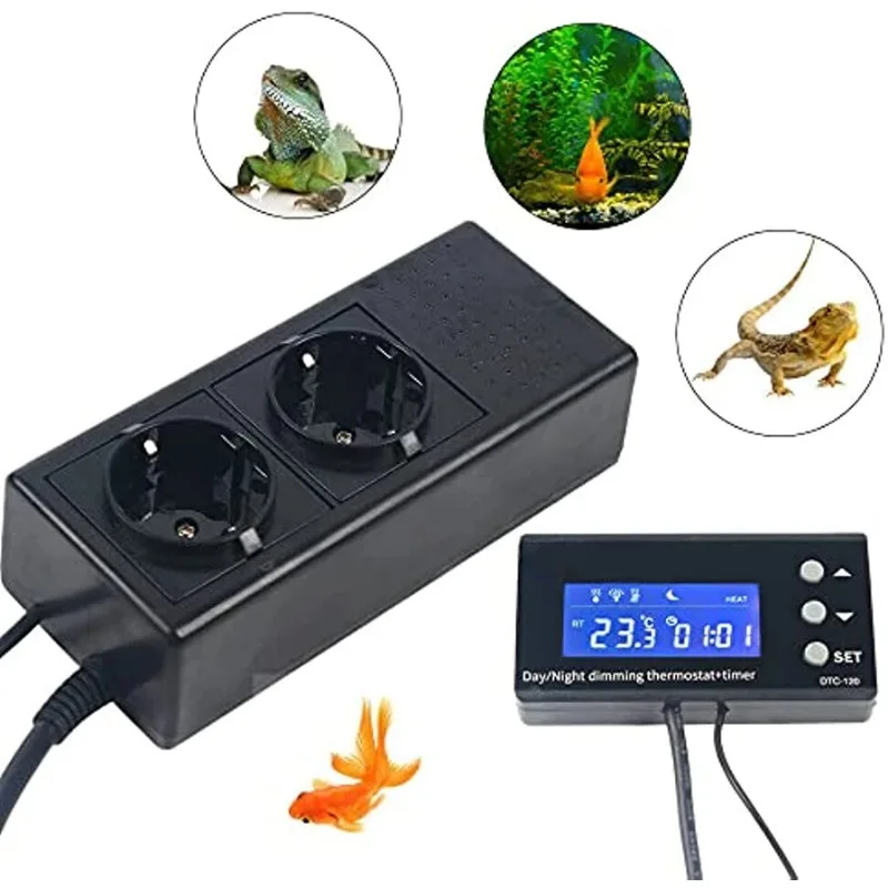 Digital LCD Reptile Terrarium Switch Aquarium Temperature Pet Cooling and Heating Automatic Conversion Split Power Strip TC-120