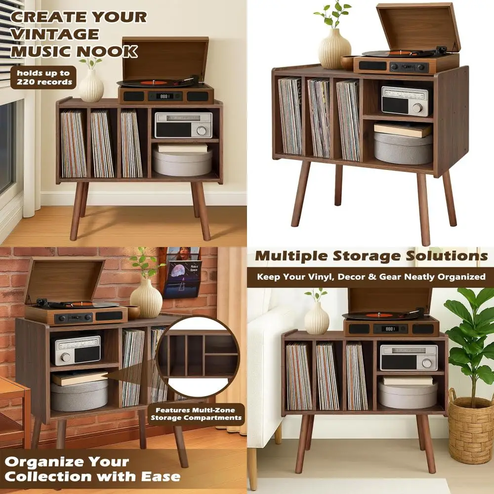 

Подставка для проигрывателя пластинок с виниловым хранилищем, деревянный стол для проигрывателя пластинок с 5-мя шкафами, большая подставка для проигрывателя виниловых пластинок, Playe
